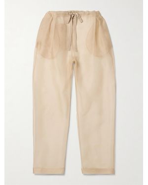 KHAITE Trenton Pleated Silk-Organza Tapered Trousers - Natural