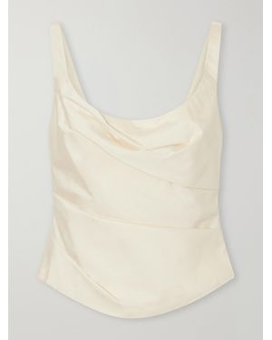 St. Agni Draped Tussah Silk-Blend Bustier Top - Natural