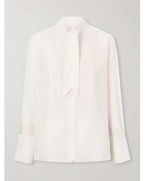 Twp The Quiet Type Pussy-Bow Cotton And Silk-Blend Shirt - White