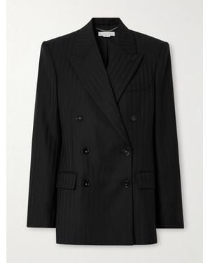 Stella McCartney Doppelreihiger Oversized-Blazer Aus Woll-Twill Mit Streifen - Schwarz