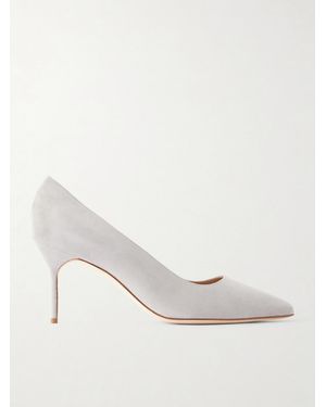 Manolo Blahnik Bb 70 Suede Pumps - White