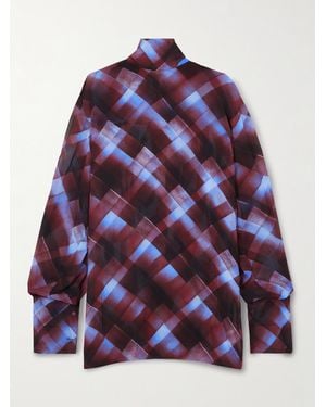 Dries Van Noten Oversized-Bluse Aus Bedrucktem Georgette Mit Raffungen - Lila
