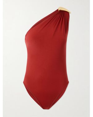 Bottega Veneta One-Shoulder Embellished Swimsuit - Rot