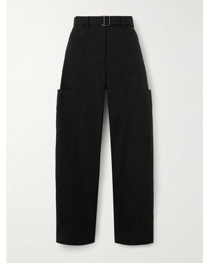 St. Agni Utility Belted Cotton-Blend Wide-Leg Trousers - Black