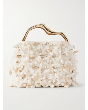 Cult Gaia Solene Mini Bead-Embellished Clutch - Natural