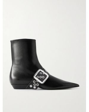Jil Sander Buckled Leather Ankle Boots - Black