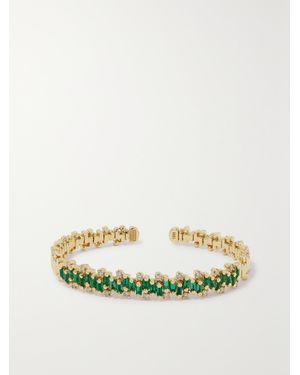 Suzanne Kalan 18-karat Gold, Emerald And Diamond Cuff - Metallic