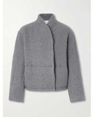 LeKasha Linz Padded Ribbed Cashmere Jacket - Grey