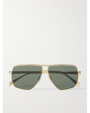 Celine Goldfarbene Oversized-Pilotensonnenbrille - Grün