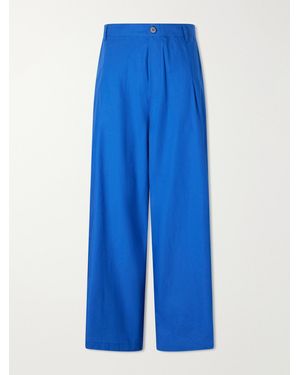 Jamie Haller Lotus Cotton-Poplin Wide-Leg Trousers - Blue