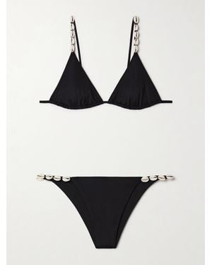 SARA CRISTINA Cowries Embellished Triangle Bikini - Black