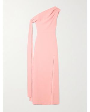 Solace London Irina Tie-Detailed One-Shoulder Crepe Gown - Pink