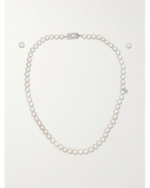 Mikimoto 18-Karat Pearl Necklace And Earrings Set - White