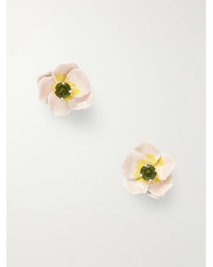 Simone Rocha Blooming Poppy Ohrringe Mit Emaille, Kristallen Und Silberfarbenen Details - Mettallic