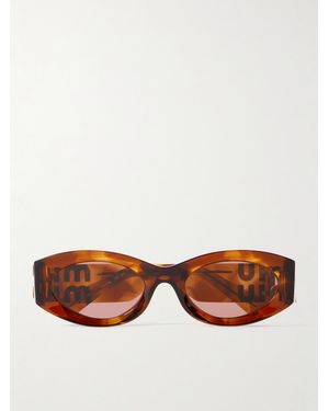 Miu Miu Glimpse Oval-Frame Acetate Sunglasses - Brown