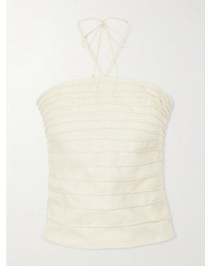 ANDRES OTALORA En Tu Luz Embroidered Linen Bustier Top - Natural