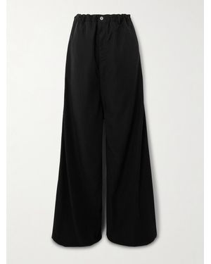 Balenciaga Lyocell-Poplin Wide-Leg Trousers - Black