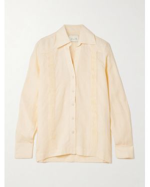 Johanna Ortiz Manly Guayabera Pintucked Organic Linen Shirt - Natural