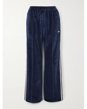 adidas Originals Wales Bonner Striped Cotton-Blend Velour Straight-Leg Track Pants - Blue