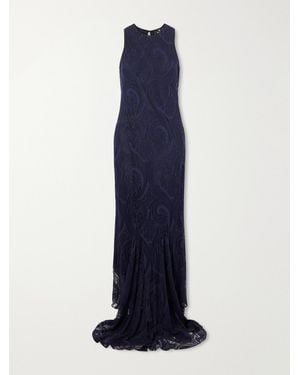 Etro Devoré Cotton-Blend Crepe-Jersey Maxi Dress - Blue