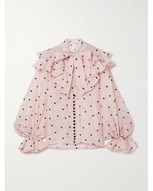 Zimmermann Crush Ruffled Embroidered Linen And Silk-Blend Organza Blouse - Pink