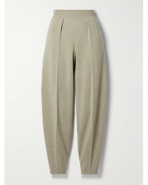Loro Piana Pleated Tapered Cashmere Pants - Natural