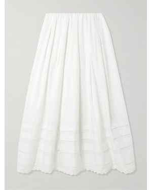 Faithfull the Brand Ruth Broderie Anglaise Cotton Midi Skirt - White
