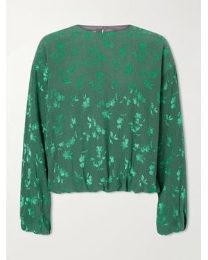 Dries Van Noten Floral-Jacquard Cloqué Blouse - Green