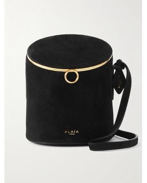 Alaïa La Canette Small Suede Shoulder Bag - Black