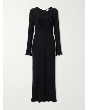 Magda Butrym Gathered Satin Maxi Dress - Black