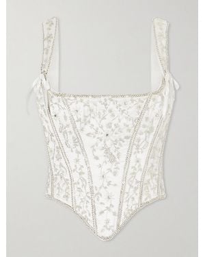 Clio Peppiatt Brigitte Floral-Embellished Corset - White