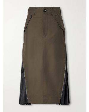 Sacai Weather Cotton-Twill Midi Skirt - Green