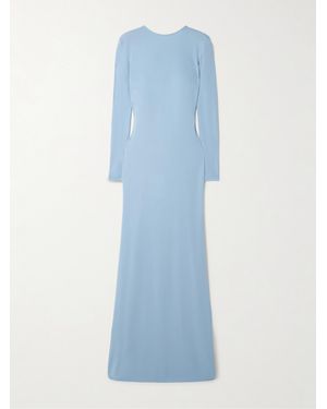 The New Arrivals Ilkyaz Ozel Roisin Open-Back Draped Stretch-Jersey Gown - Blue