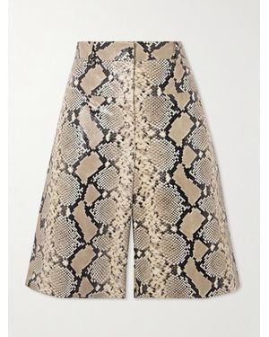 Jil Sander Snake-Effect Leather Shorts - Natural