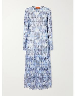 La DoubleJ Slinky Swing Printed Chiffon Midi Dress - Blue
