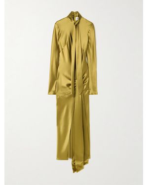 Galvan London Emilie Tie-Detailed Satin Gown - Yellow