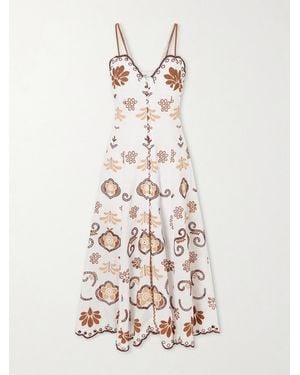Charo Ruiz Lorina Broderie Anglaise Cotton-Blend Midi Dress - White