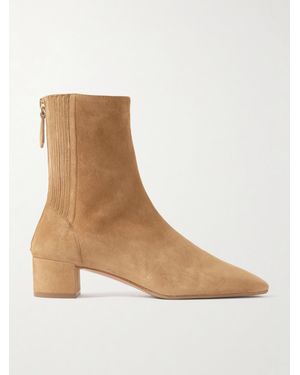 Aquazzura Saint Honoré 35 Ankle Boots Aus Veloursleder - Natur