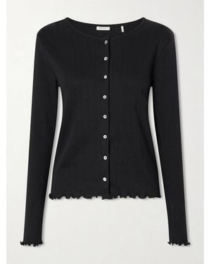SKALL Edie Open-Knit Organic Cotton Cardigan - Black