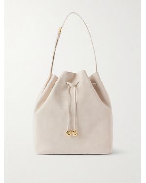 Liffner Charm Suede Drawstring Shoulder Bag - Natural
