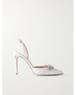 Jennifer Chamandi Vittorio 105Mm Jewel-Trimmed Satin Pumps - White