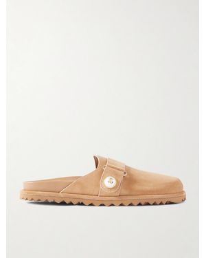 Jimmy Choo Fayence Faux Pearl-Embellished Suede Mules - Natural