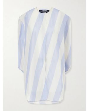 Jacquemus Berlingot Striped Cotton-Blend Shirt Dress - White