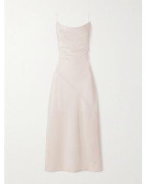 Calvin Klein Jasmine Draped Wool Crepe De Chine Midi Dress - White