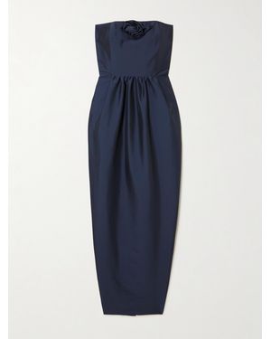 BERNADETTE Lena Strapless Appliquéd Taffeta Maxi Dress - Blue