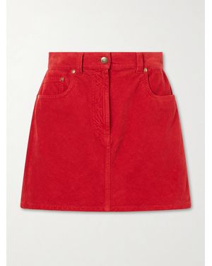 Versace Cotton-Velvet Mini Skirt - Red