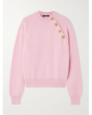 Balmain Button-Embellished Cashmere And Wool-Blend Sweater - Pink