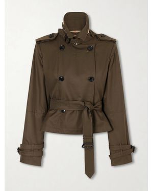 Burberry Swarby Belted Cotton-Gabardine Jacket - Green