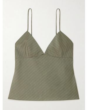 St. Agni Pinstriped Twill Camisole - Green