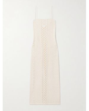 SARA CRISTINA Playa Pearl-Embellished Crocheted Cotton Maxi Dress - White